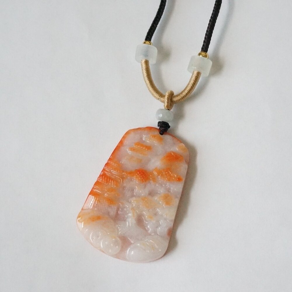 Red Jade Landscape Pendant Necklace